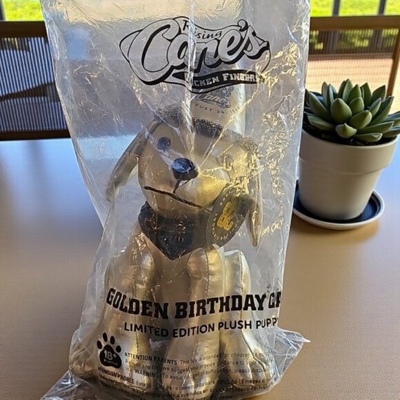 Factory Sealed Raising Cane's Golden Birthday Plush Puppy Limited Edition - Picture 7 of 9